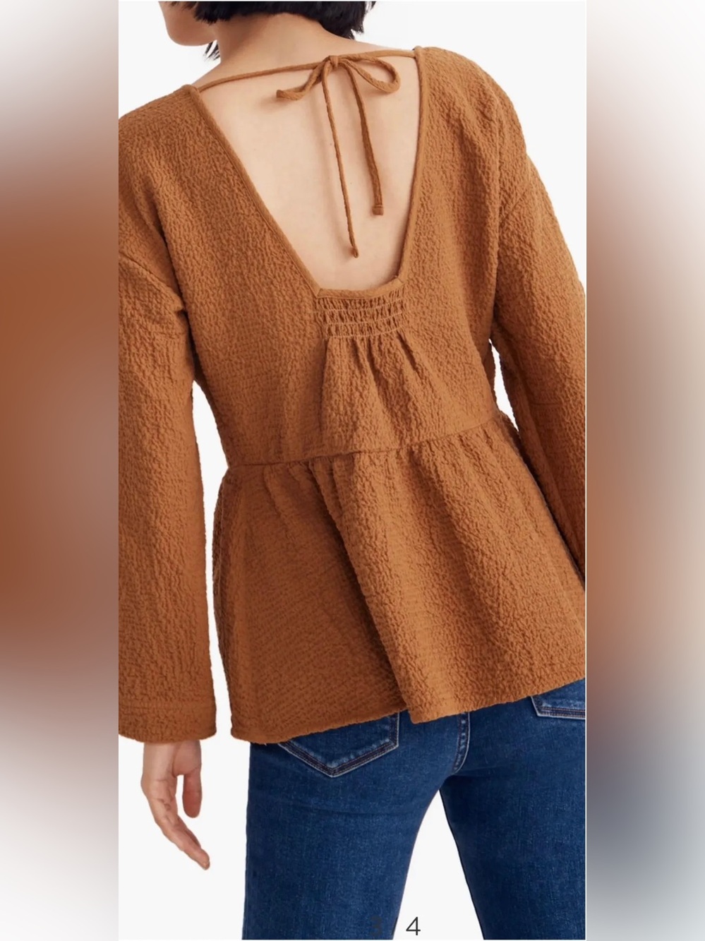 Madewell Blouse Peplum Open-Back Top - Picture 2 of 6